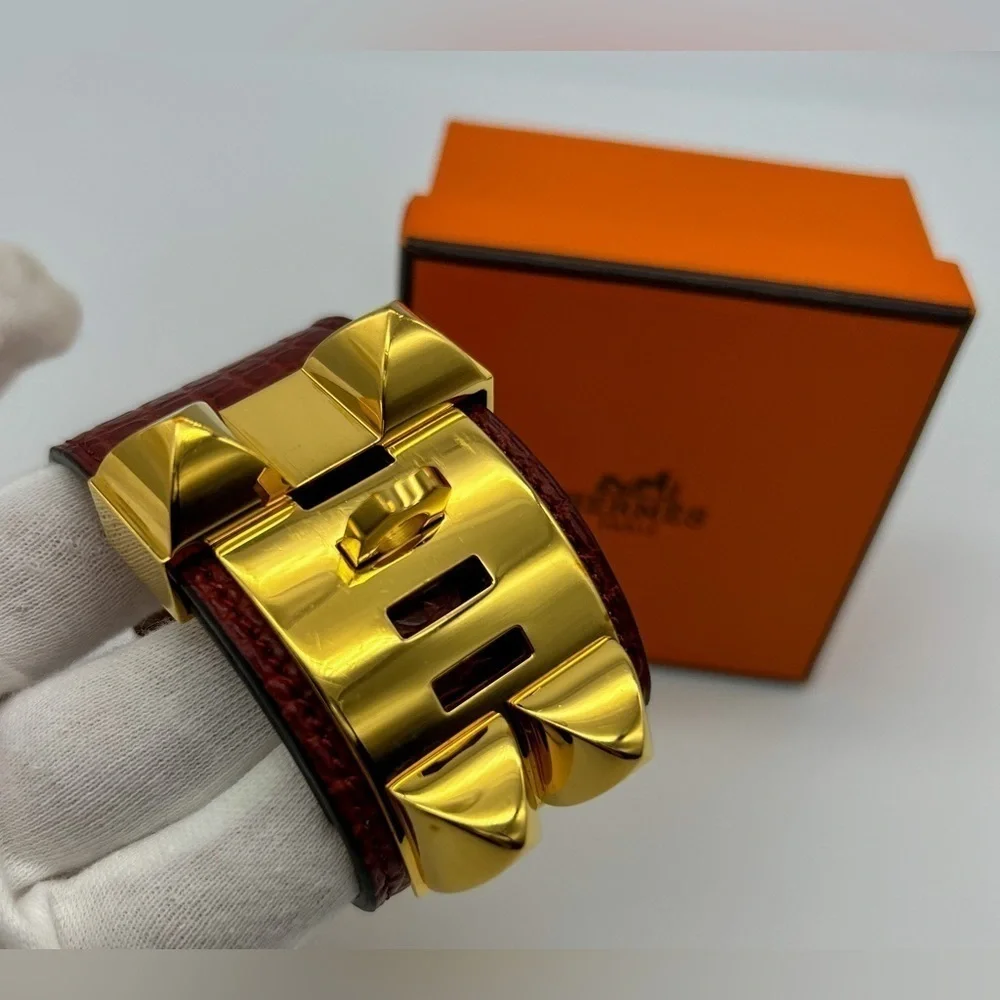 Hermes CDC Collier de Chien Rouge H Red Alligator Croc GHW Guc Size M 2012